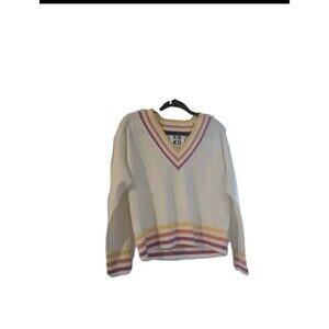 Kerri Rosenthal XOKR Get Happy sweater NWT v-neck multicolor striped M
